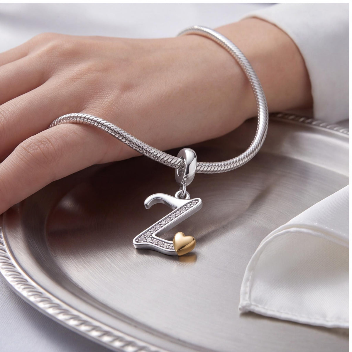 Letter Z Initial Dangle, sterling silver dangle charm, photo 10