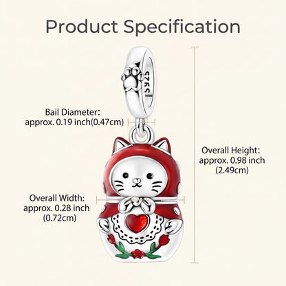 Cat Nesting Doll Charm size and details