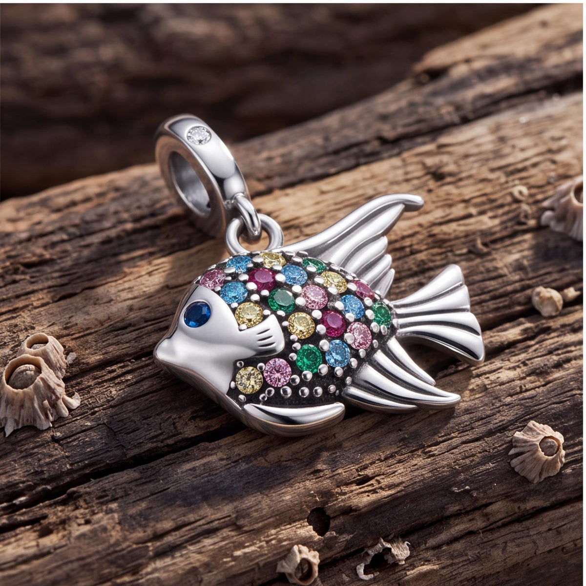 Rainbow Fish Dangle styled as a gift
