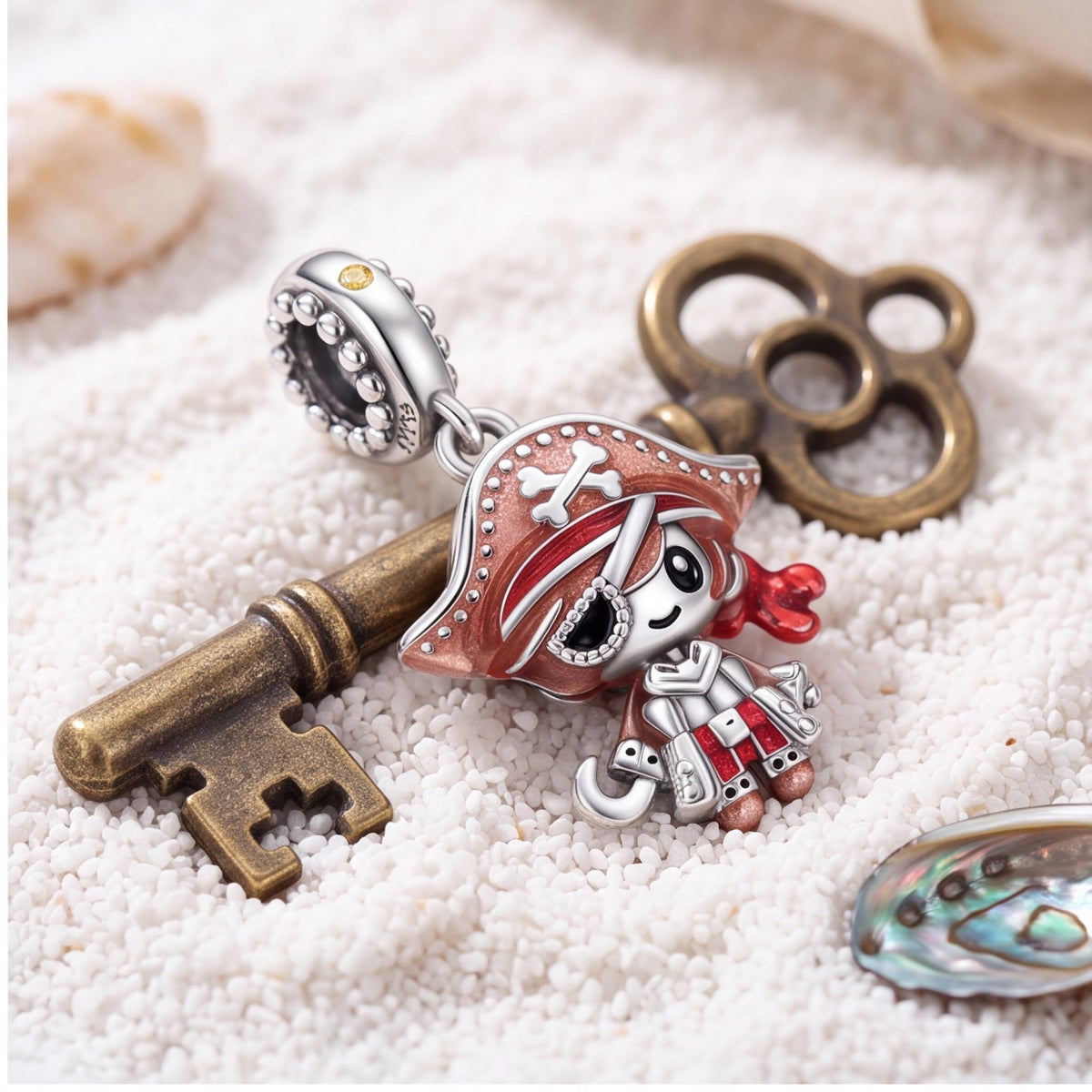Pirate Dangle Charm on a silver charm bracelet