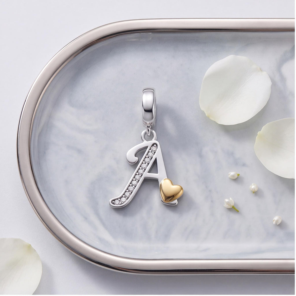 Letter A Heart Dangle, sterling silver dangle charm, photo 9