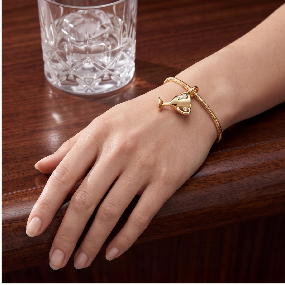 Trophy Cup Charm worn on a charm bracelet