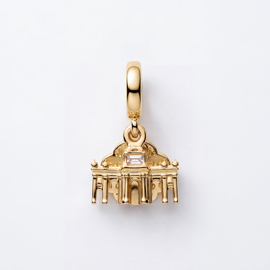 Arched Landmark Dangle Charm in 925 sterling silver with sparkling stones, fits European-style charm bracelets
