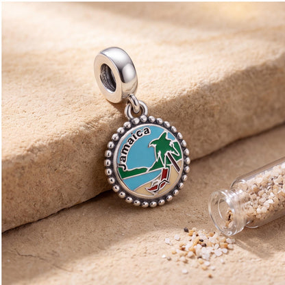 Jamaica Beach Scene Dangle close-up on a bracelet