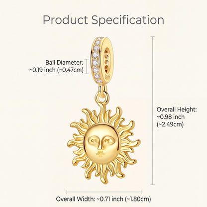 Sun Face Dangle Charm size and details
