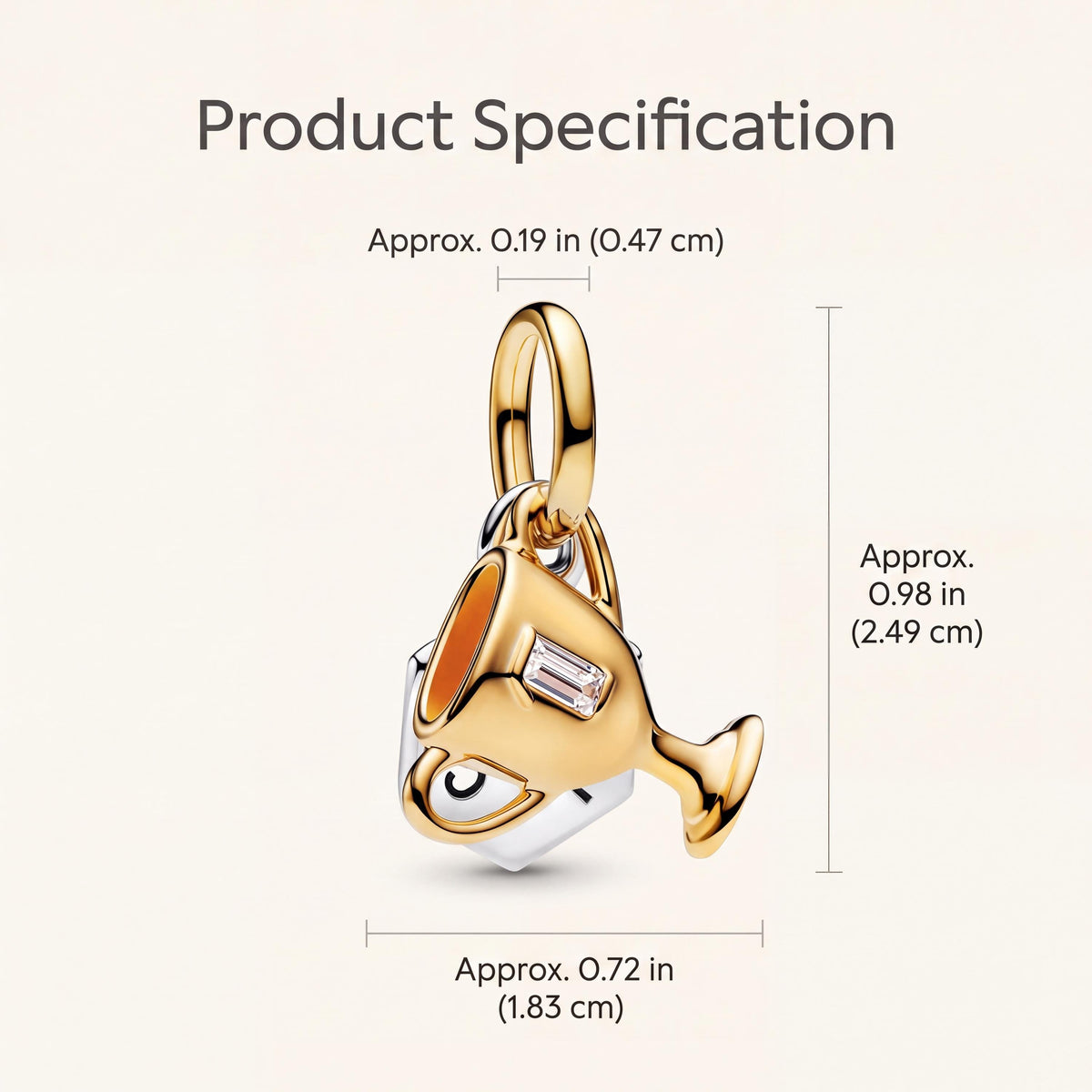 Trophy Cup Charm size and details
