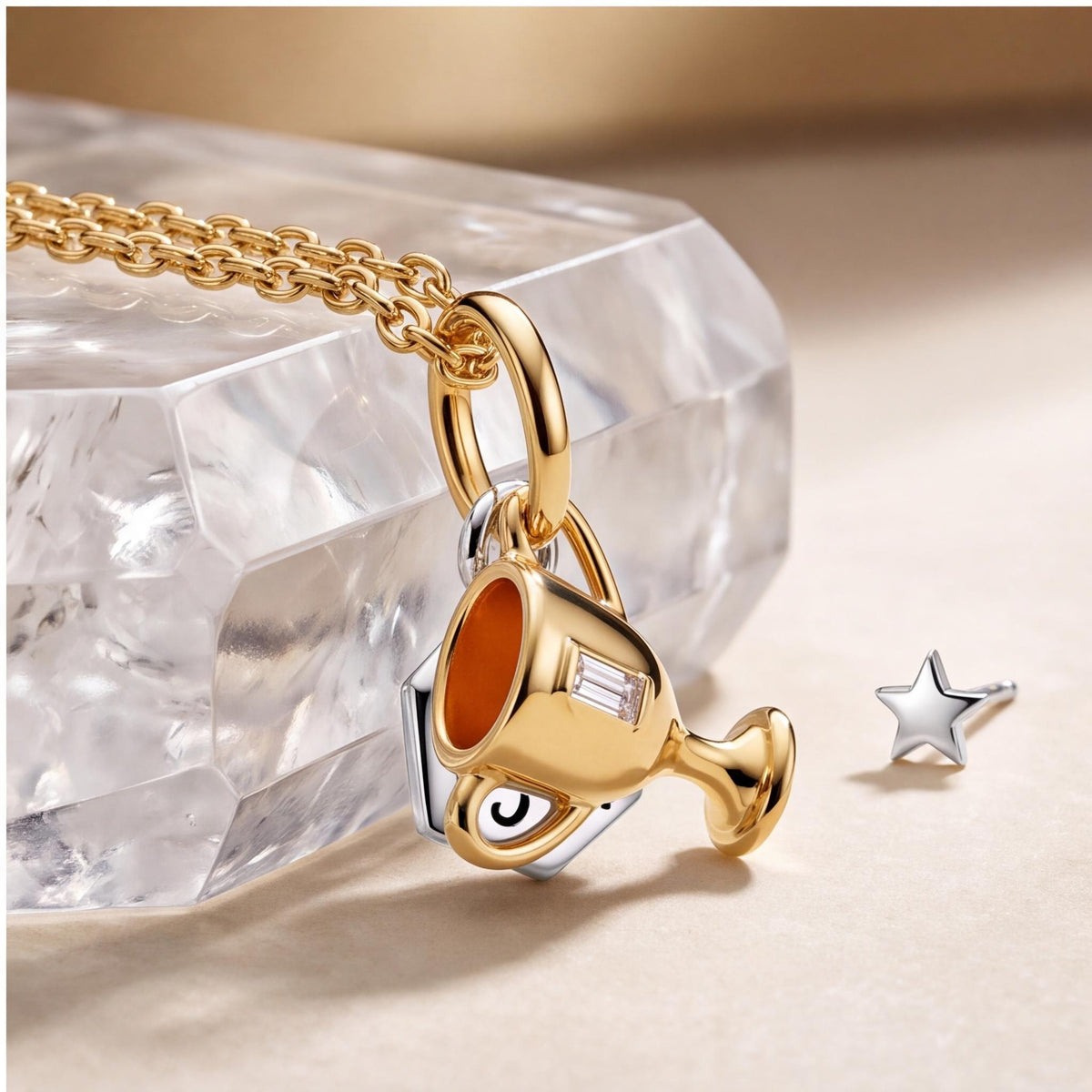 Trophy Cup Charm styled as a gift