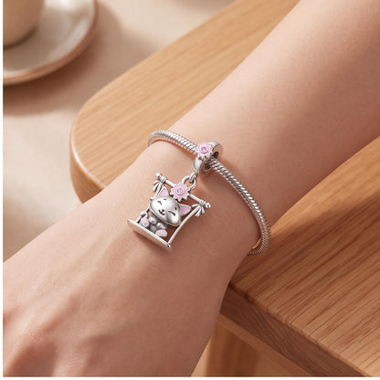 Swing Cat Dangle Charm, sterling silver dangle charm, photo 8