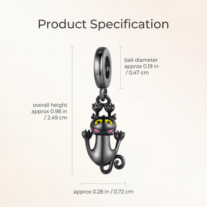 Black Cat Dangle Charm size and details