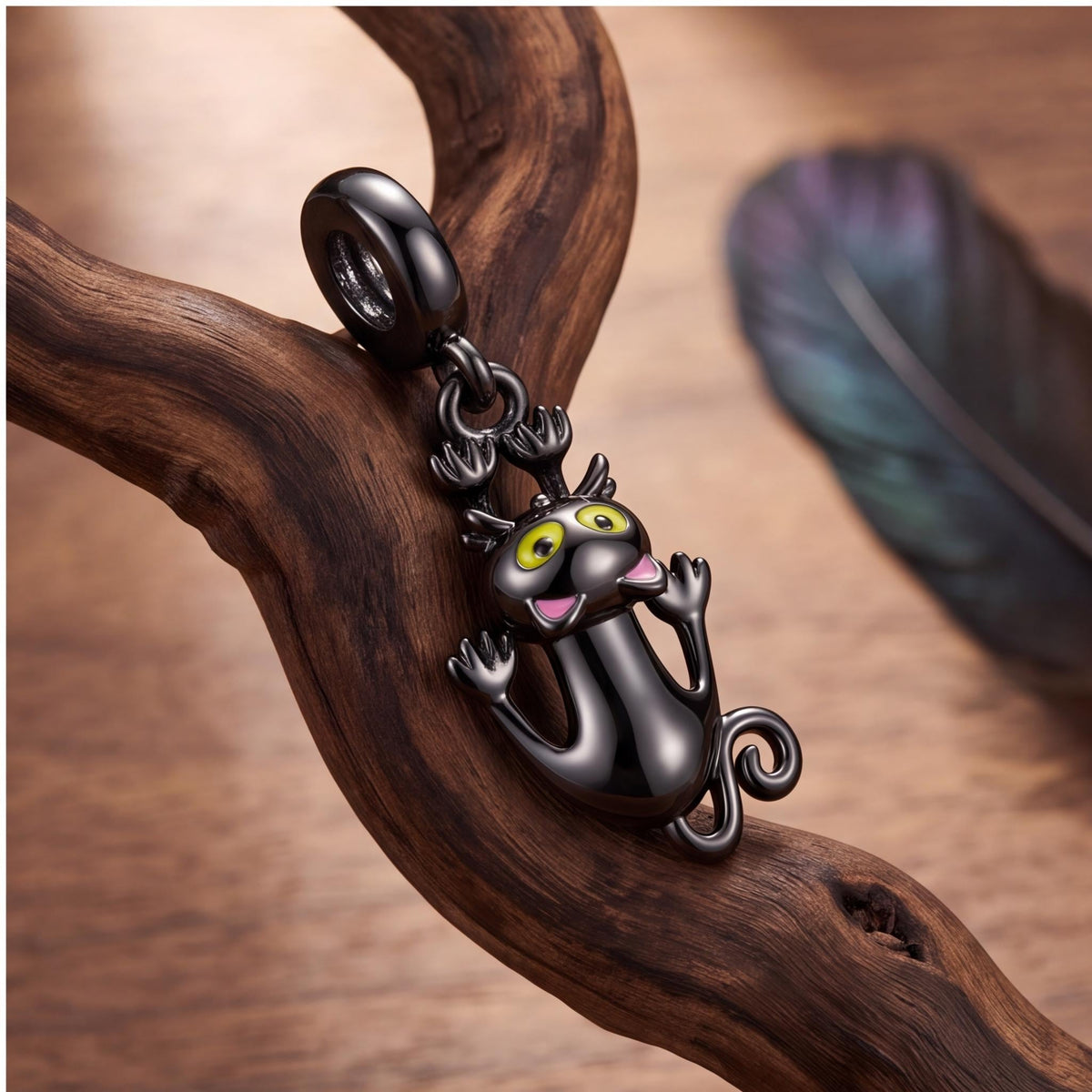 Black Cat Dangle Charm, sterling silver dangle charm, photo 9