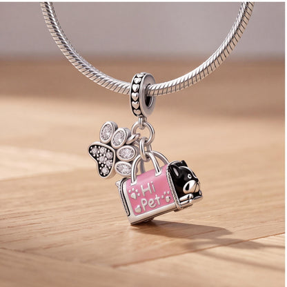 Pet Carrier Paw Charm, sterling silver dangle charm, photo 9