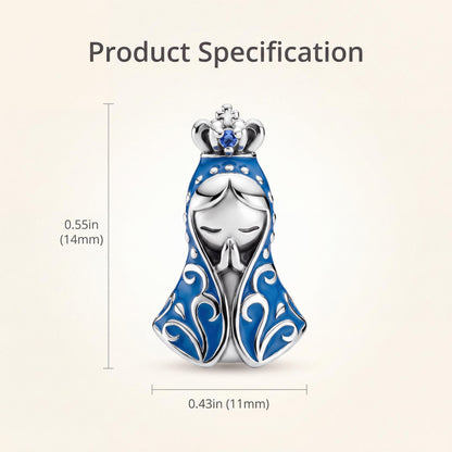 Blue Praying Virgin Mary Charm size and details