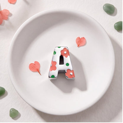 Floral Letter A Charm, sterling silver bead charm, photo 7