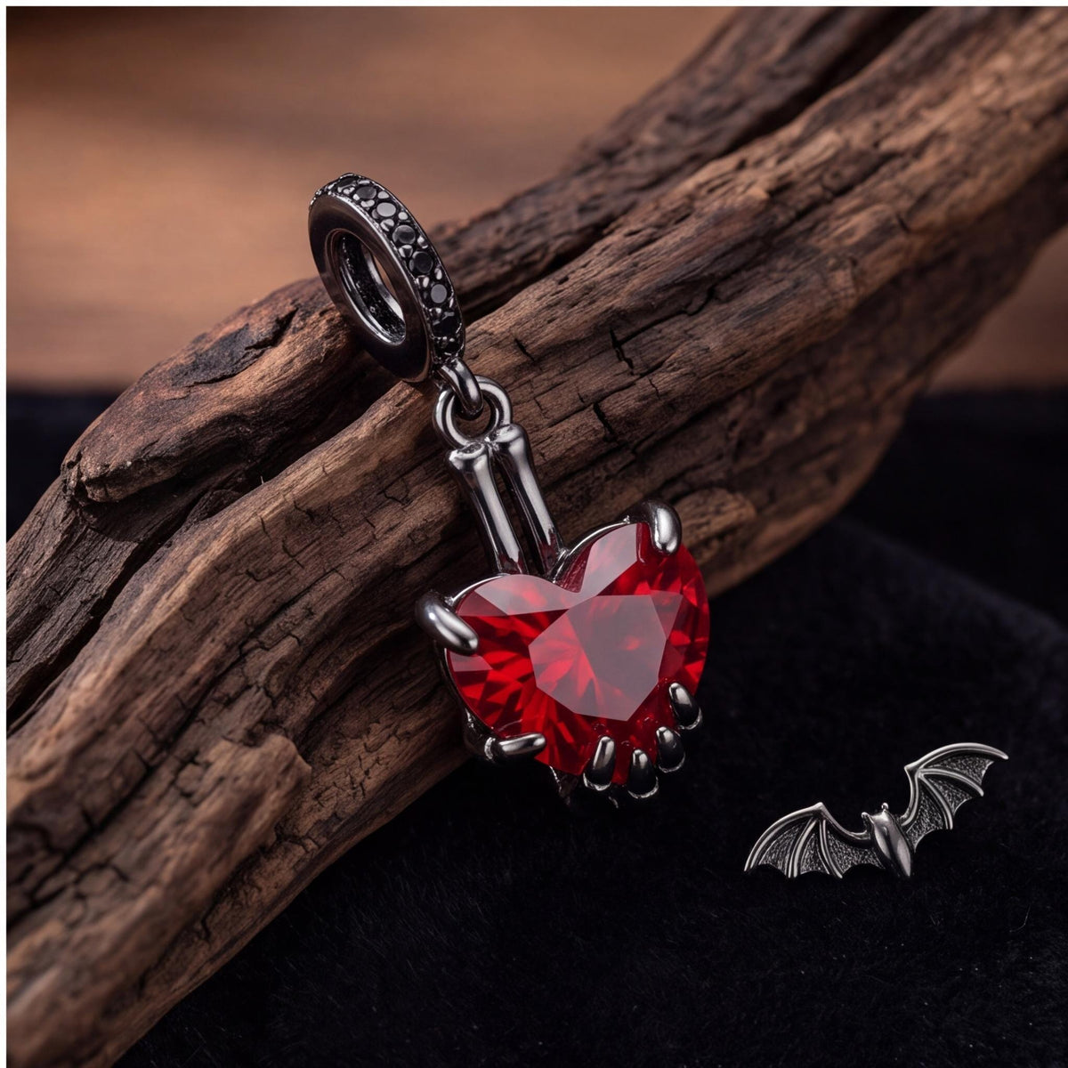 Skeleton Hand Heart Dangle, sterling silver dangle charm, photo 7