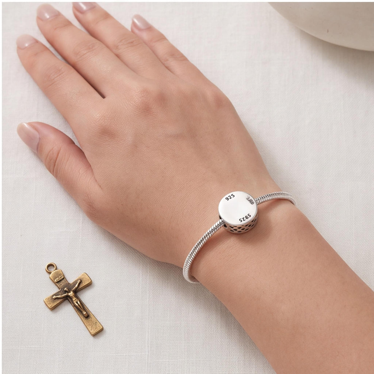Cross Bible Verse Charm, 925 sterling silver charm, photo 8