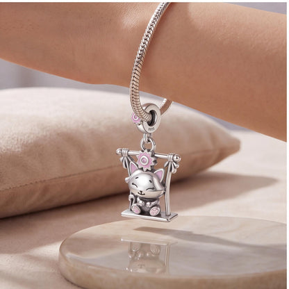 Swing Cat Dangle Charm, sterling silver dangle charm, photo 10