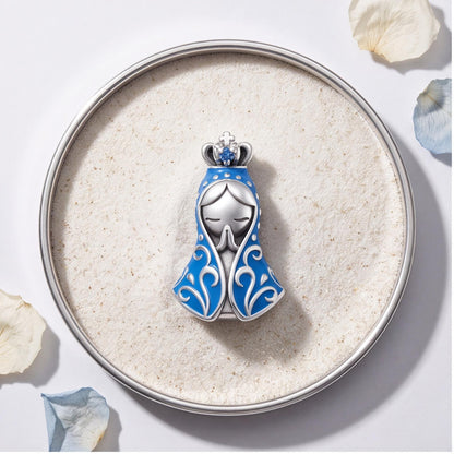 Blue Praying Virgin Mary Charm, sterling silver bead charm, photo 8