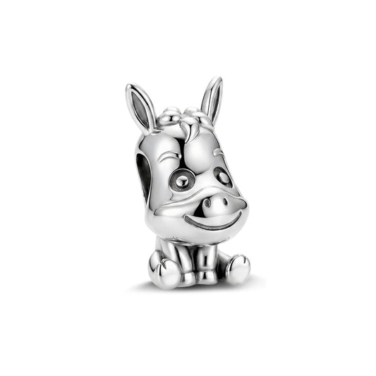 Happy Donkey Charm in 925 sterling silver, fits European-style charm bracelets