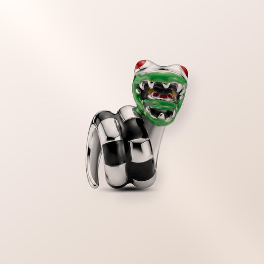 Striped Sandworm Charm in 925 sterling silver with enamel, fits European-style charm bracelets