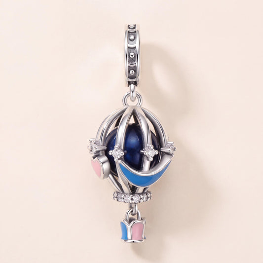 Blue Heart Hot Air Balloon Charm, 925 sterling silver charm, photo 1